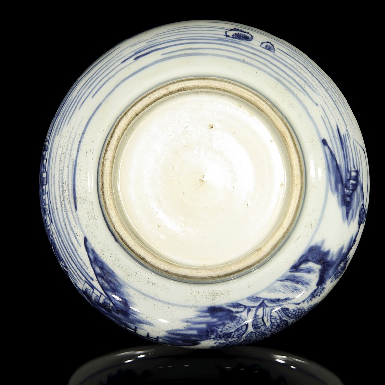 Quemador de incienso en porcelana Blanca y azul, siglo XIX