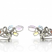 18k white gold with gems and diamonds earrings - 3