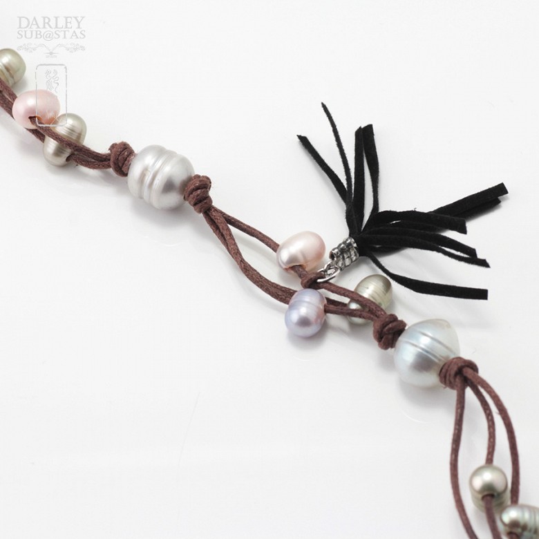 Knots necklace with beads and fringes - 5