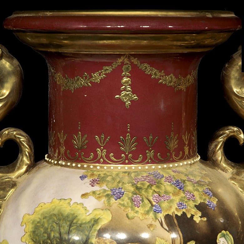 Pareja de jarrones de porcelana austriaca, Royal Viena, S.XIX - 6