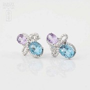 Precious semiprecious gems and diamonds earrings - 4