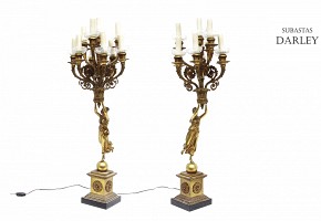 Two metal candlesticks, 20th century