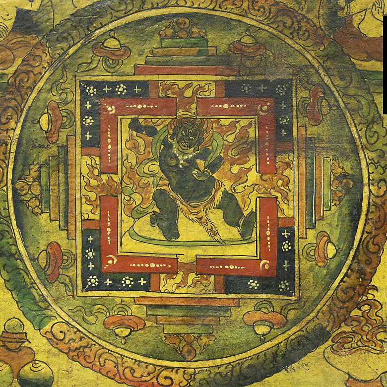 Thangka y cabeza de Buda, S.XX