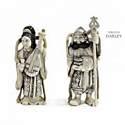 Two figures of Japanese ivory