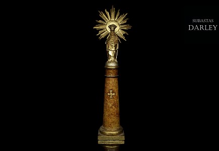Virgen del pilar en madera policromada, S.XIX
