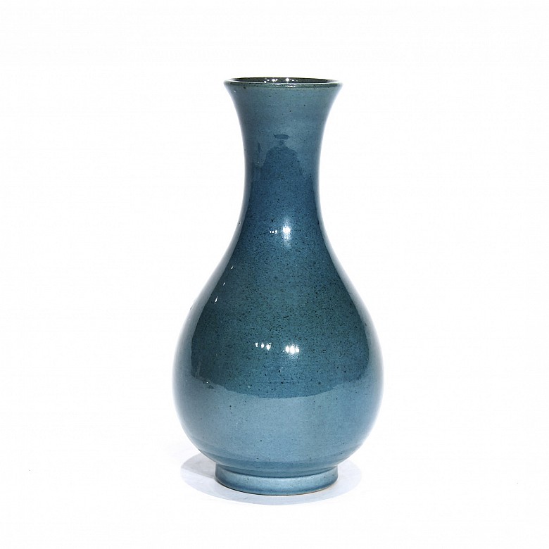 Jarrón chino vidriado en azul, s.XX