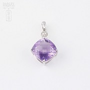 Pendant with 9.35cts amethyst and diamonds 18k White Gold - 4