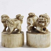 Two oval stamps of Chinese ivory - 6