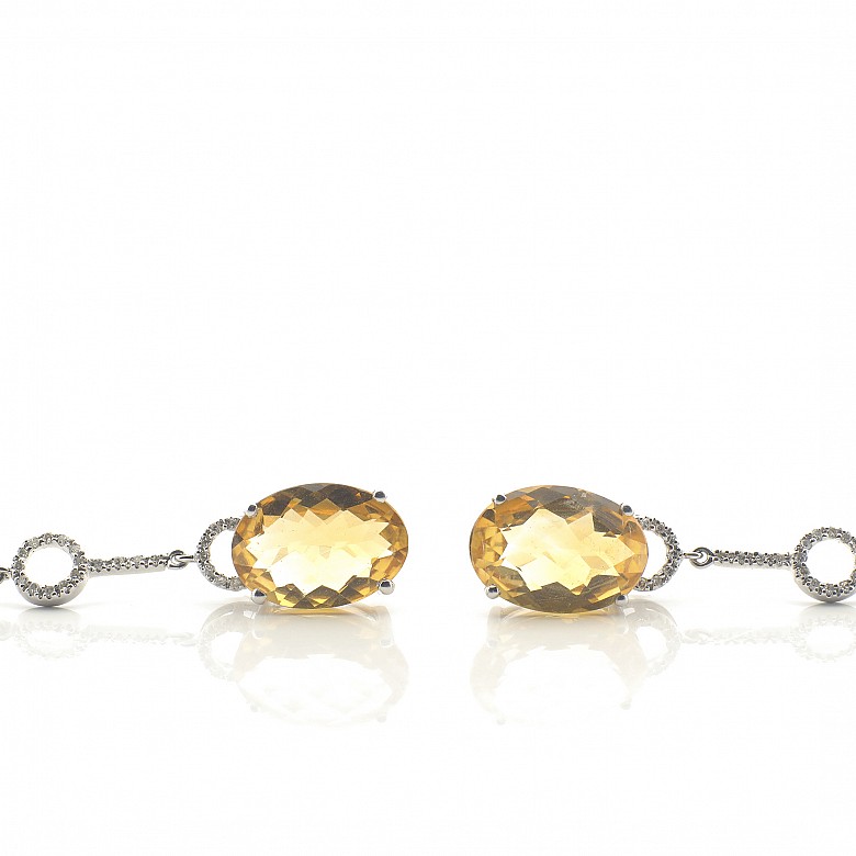 Earrings in 18k white gold with citrines and diamonds - 3