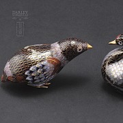 Pair of Chinese cloisonne animals birds - 4