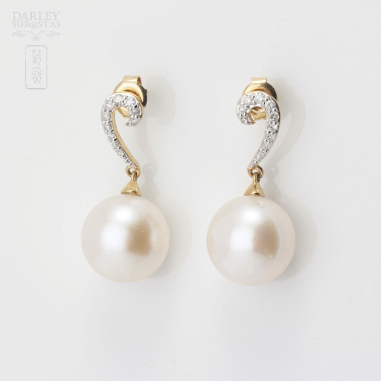 Bonitos pendientes con perla y diamantes - 4
