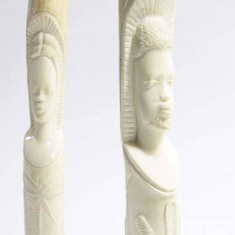 Pair of carved tusks - 12