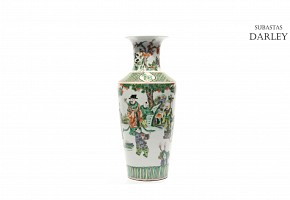 Chinese vase famille verte decorated with wiseman scenes.