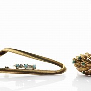 18k yellow gold ring and brooch
