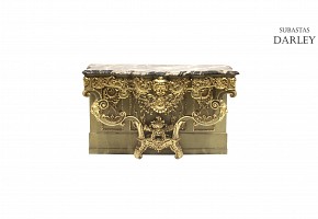 Italian style console in carved and polychrome wood, 20th century
