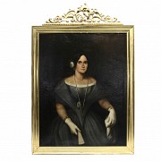 Escuela inglesa s.XIX “Retrato de dama con abanico