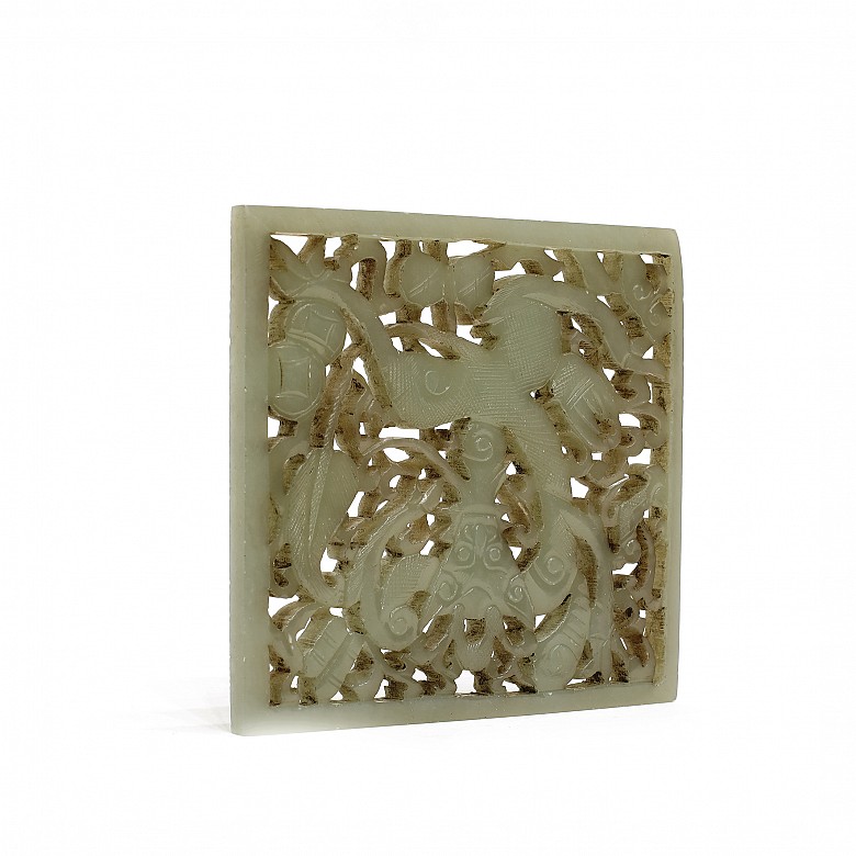 Celadon jade decorative plaque, Qing dynasty. - 1