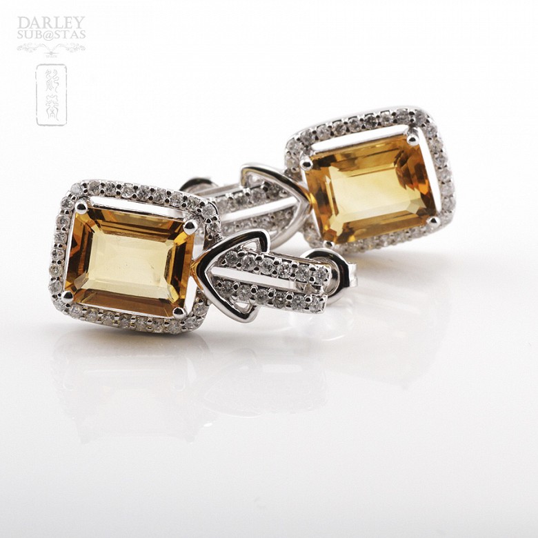 Excellent citrine earrings with diamonds
