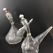 Beautiful couple of Porrónes in hand carved Crystal, - 1