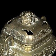 Chinese metal censer with reliefs, 20th century - 6