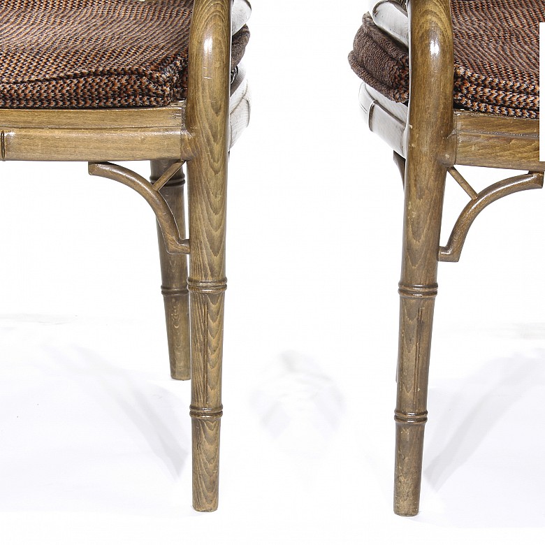 Pair of chairs with lattice seat, 20th century - 1