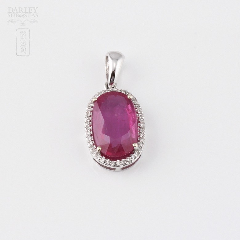 pendant with 5.30 cts ruby and diamonds in 18k white gold - 4