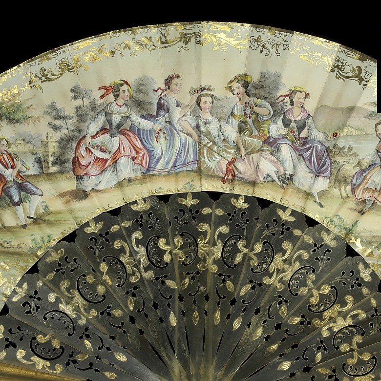 Two fans with paper country, 19th century