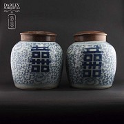 Pareja de vasijas chinas porcelana S. XIX - 1