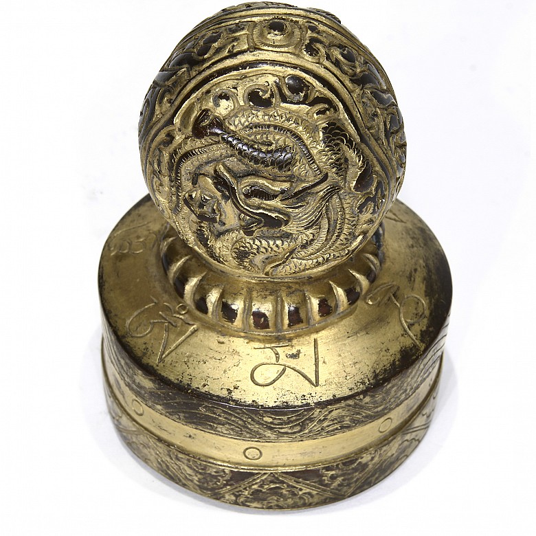 Sello de bronce tibetano, s.XIX