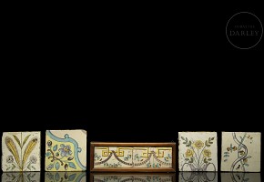Conjunto de cinco piezas azulejos, s.XVIII - XIX