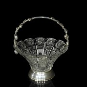 Cut glass and Spanish silver fruit bowl, mid 20th century - 2