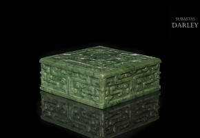 Caja de jade verde tallado, S.XIX - XX