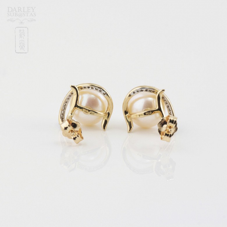 Beautiful pearl and diamond earrings - 3