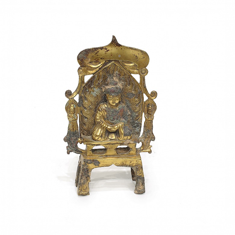 Buda de bronce dorado, estilo Wei.