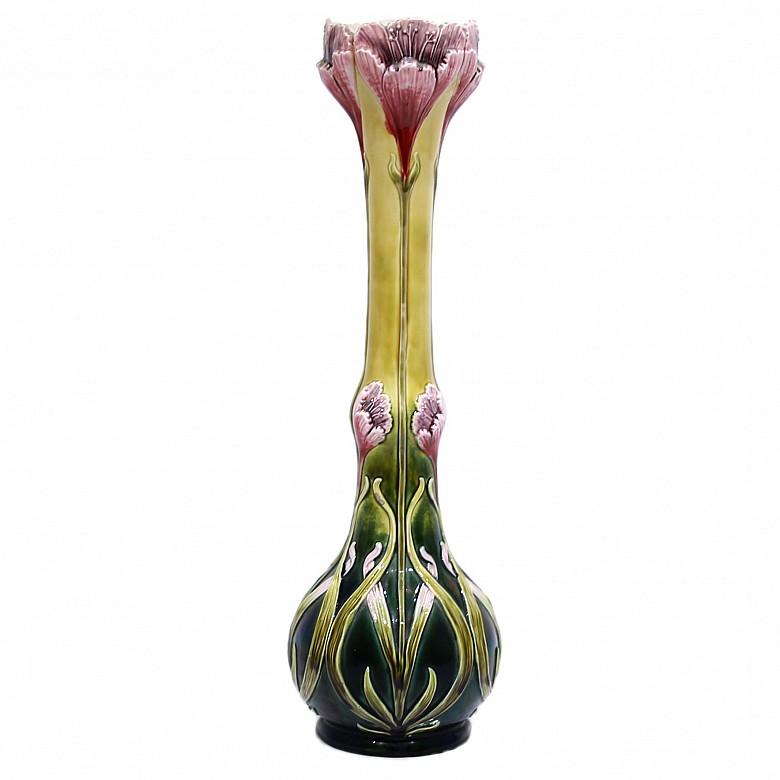 Enameled ceramic vase, Art Nouveau, 20th century