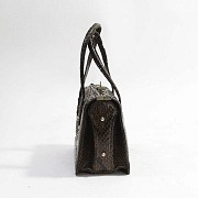 Python leather handbag in brown color. - 3