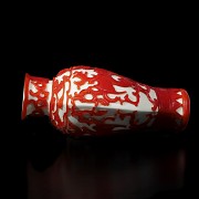 A red and white Beijing glass vase, Qianlong mark