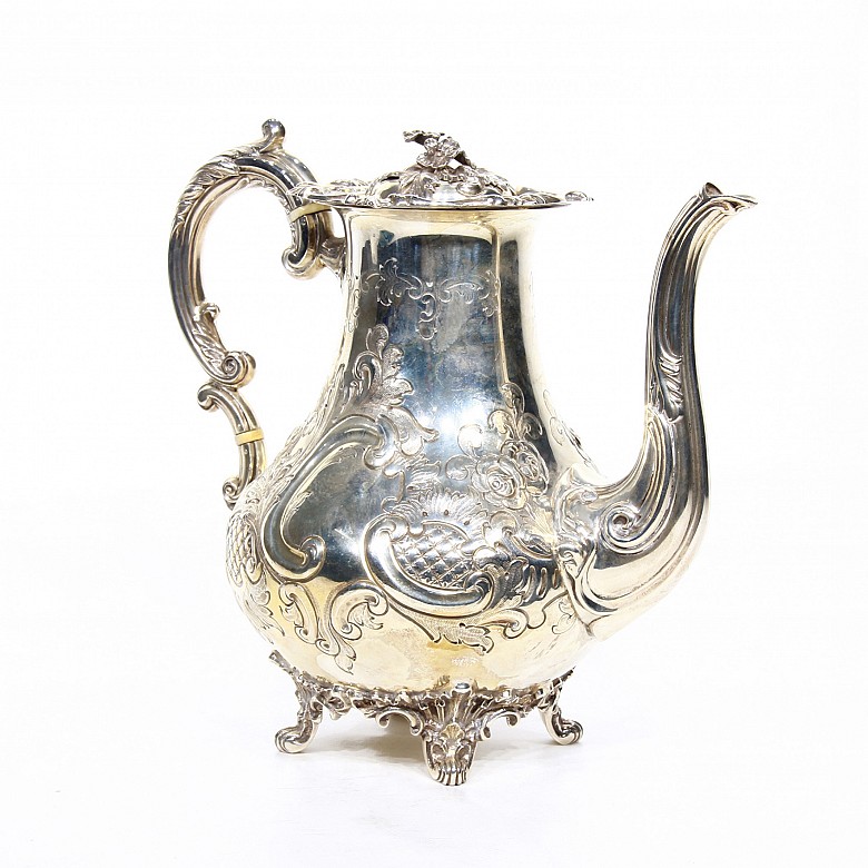 English silver teapot, Barker Brothers Silversmiths Ltd, 1954, 925 sterling.