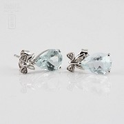 earrings with 3.00cts Aquamarine and diamond in 18k - 1