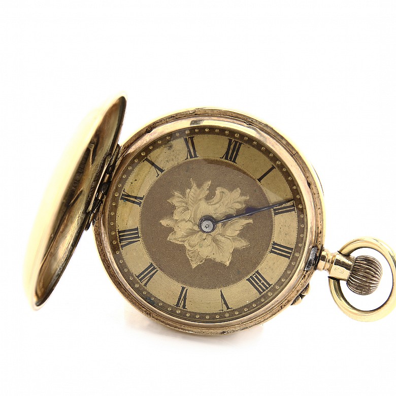 14k gold watch, with cover, 19th c. - 2