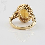 18k yellow gold ring with citrine and diamonds. - 4