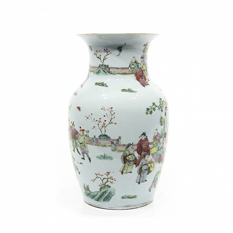 Jarrón de porcelana esmaltada, China, s.XX