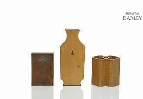 Conjunto de utensilios de madera tallada, S.XX