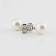 Bonitos pendientes perla y diamantes - 2