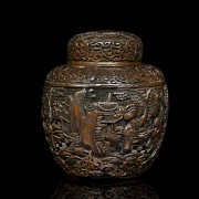 An small carved lacquer tibor, Qing dynasty
