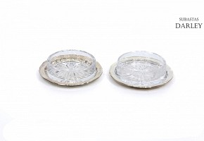 Pareja de pequeños platos de plata, Francia, Ercuis, s.XX