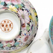 Lote de porcelana esmaltada, Cantón, s.XX