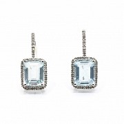 Earrings with aquamarines and diamonds.