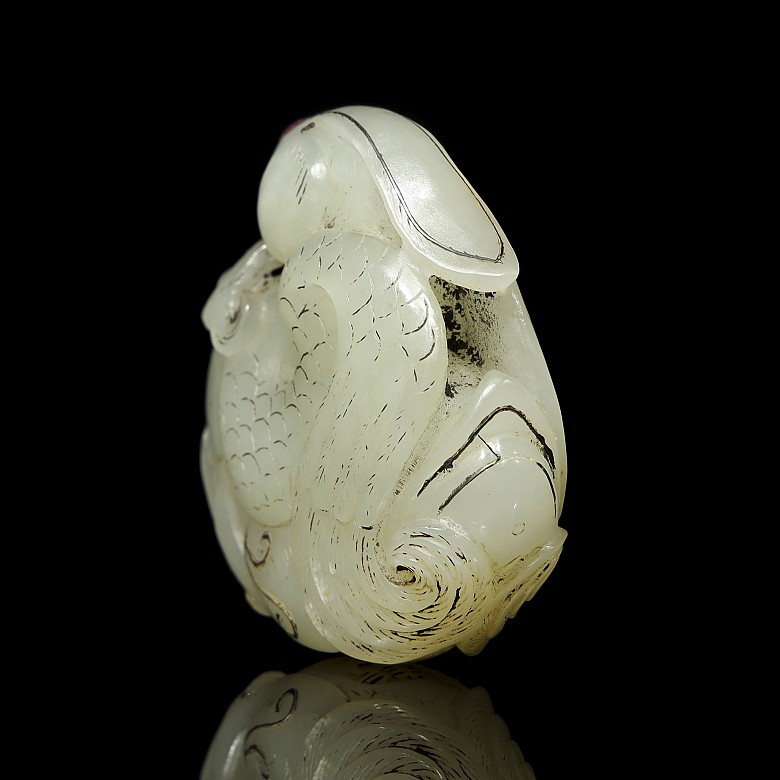 White jade figurine with inlaid stones, Tang dynasty