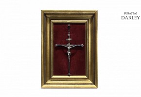 Cristo crucificado de plata española punzonada, med.s.XX